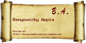 Benyovszky Appia névjegykártya